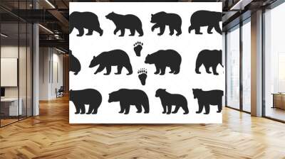 Mama Bear Svg, Papa Bear Svg, Baby Bear Svg, Black Bear Svg, Bear silhouette icon, bear logo, Illustration, SVG Vector, Wall mural