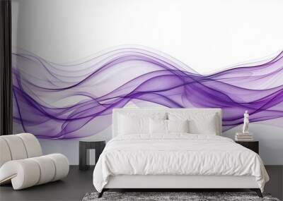 Heather purple wave abstract, soft and dreamy heather purple wave flowing on a white background. Wall mural