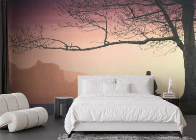 Enjoy the sunset above the sea. Instagram stylisation Wall mural