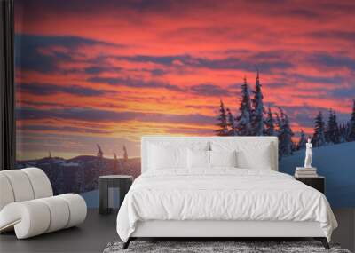 sunset in the mountains Wall mural