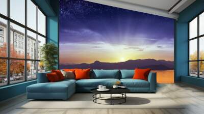 The sunrise with starry sky above the Crimea Wall mural