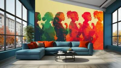 Juneteenth History Month colourful abstract illustration of Diverse representations of African-American across different fields  Wall mural