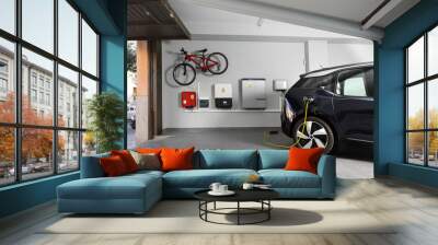 Particular Electric Vehicle Charging Station at home. Wall mural