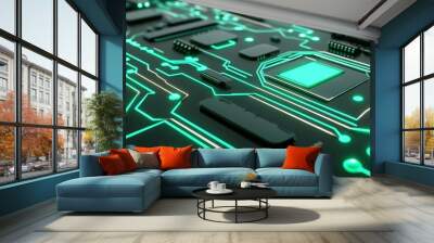 3d icon of circuit green board UHD wallpaper Wall mural