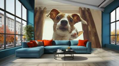 dog and cat that looking at the camera together High quality photo Wall mural