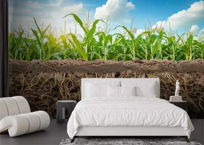 Soil roots of corn growing in a field UHD wallpaper Wall mural