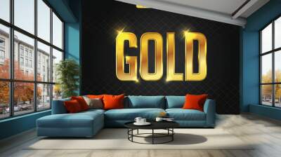 Gold text, editable shiny gold style text effect Wall mural