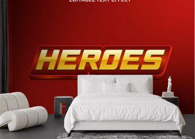 Heroes golden text effect with elegant style Wall mural