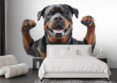 3D realistic of Rottweiler flexing muscles Wall mural