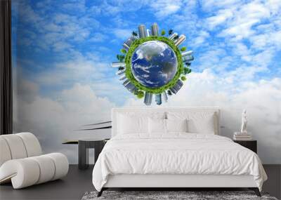 Book with cloud and earth  - education concept Wall mural