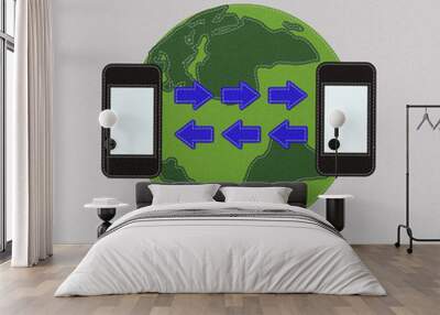 bring your own device concept with stitch style on fabric backgr Wall mural