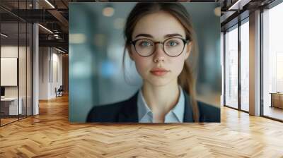 Confident Professional Woman in Modern Office Setting Wall mural