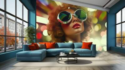 Fashion retro futuristic in surrealistic 60s-70s disco club culture life style Wall mural