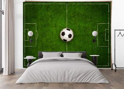 gree grass football field on vintage texture paper Wall mural