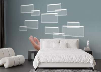 Hand transparent button on the digital screen  background Wall mural