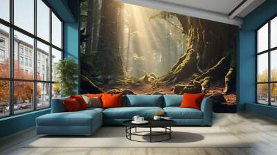 Landscape of natural forest and green fresh nature Wall mural