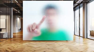 man pressing a touchscreen button Wall mural