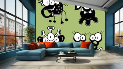 Cartoon monsters, goblins, ghosts, aliens Wall mural