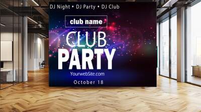 party flyer poster. Futuristic club flyer design template Wall mural