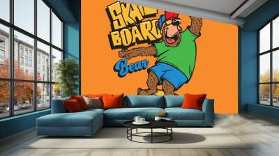 illustration of a dog skateboarding. print design for t shirts Wall mural