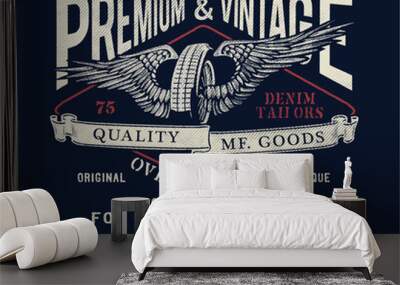 varsity athletic vintage label original t shirt print Wall mural