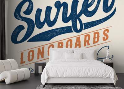 wave surfing typography for t-shirt print , vector surf illustration Wall mural