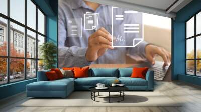 man sign distance contract, an electronic signature concept Wall mural