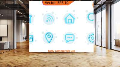 Contact Icon set. Communication and website icon vector illustration. Web icon set, vector sign symbol of contact us Wall mural
