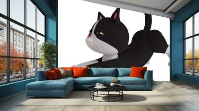 Cat cartoon stretch posture on transparent background, 3D render Wall mural