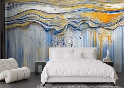 A stunning display of hypnotic waves featuring flowing lines in varying hues, creating an optical illusion of depth and movement that captivates the eye Wall mural