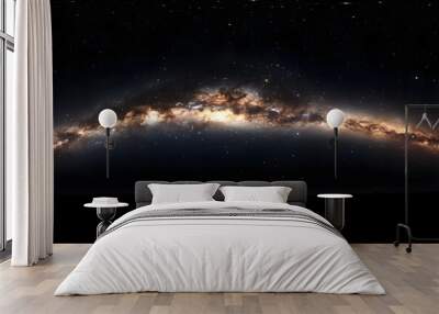 Starfield: A night sky view with glowing stars A panoramic shot of the night sky with thousands of twinkling stars. Wall mural