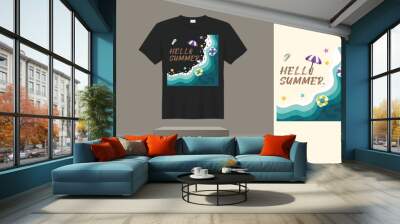 HELLO SUMMER  T-shirt  creative design using adobe illustrator and your best choice... Wall mural