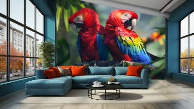 parrot couple AI generative Wall mural