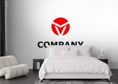 double v in a red circle logo Wall mural