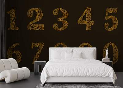 illustration a set of numbers pattern style Wall mural