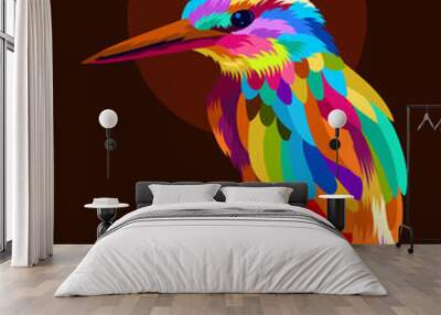 illustration bird with pop art style Wall mural