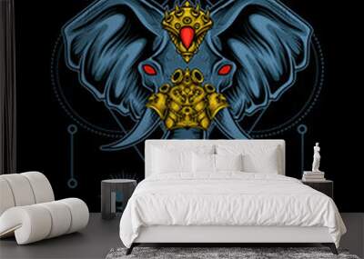 illustration vector elephant head with sacred geometry Wall mural