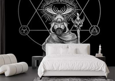 illustration vector scary antichrist man Wall mural