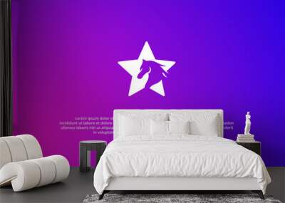 logo horse silhouette star illustration Wall mural