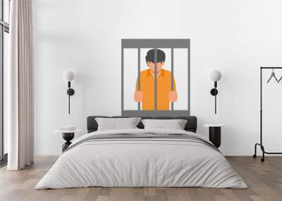 man in prison flat design Wall mural