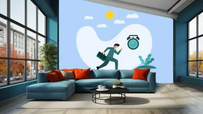 man late for work flat design illustration Wall mural