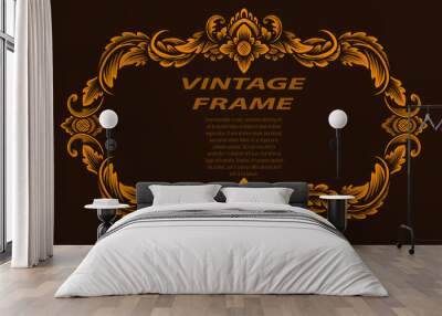 Vintage border frame with engraving ornament Wall mural