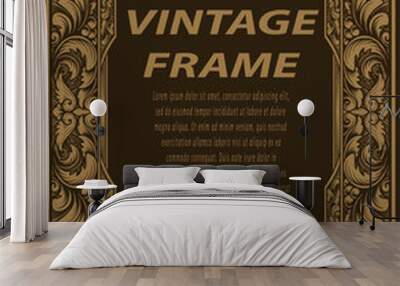 Vintage border frame with engraving ornament Wall mural