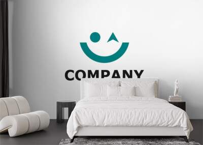 winking and smiling face logo Wall mural