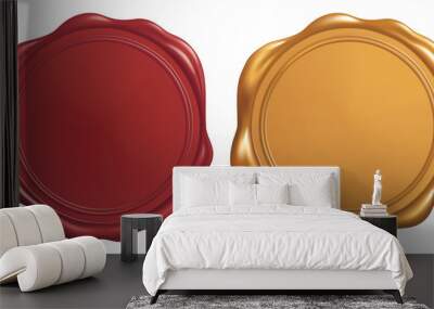 Red and Golden Wax Seal, Vector EPS 10 Wall mural