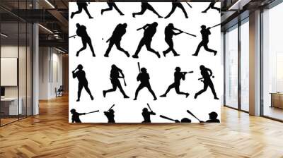 Set of Baseball players silhouettes. Baseball player vector	 Wall mural