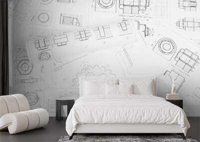 Mechanics engineering drawings Wall mural