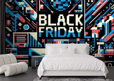 Black Friday A pixel art piece with bold geometric shapes and pa Wall mural