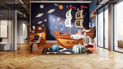 Blend space and pirate themes with spaceship decals pirate symbo Wall mural