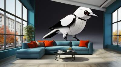 minimalist bird robot a bird robot with a black and white minima Wall mural